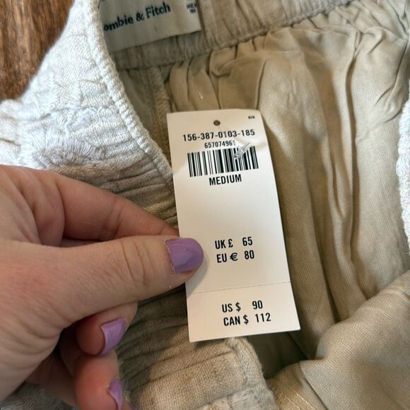 Abercrombie tan embroidered linen tank pant set medium/ large - Picture 9 of 15